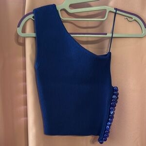 Zara Royal Blue Asymmetrical Tank Top size small